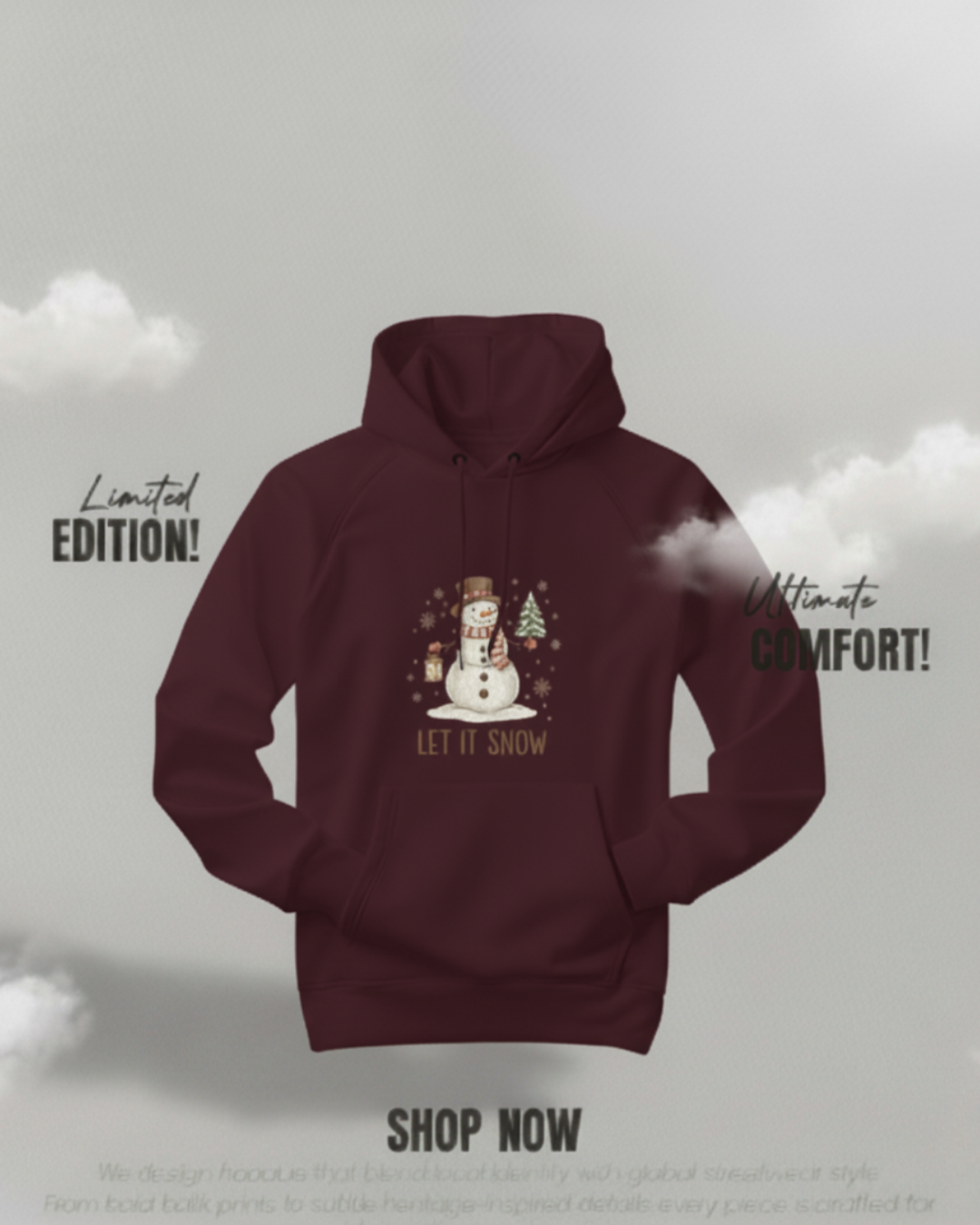 ZORTAX Let It Snow Unisex Oversized Hoodie – Winter Edition Streetwear India