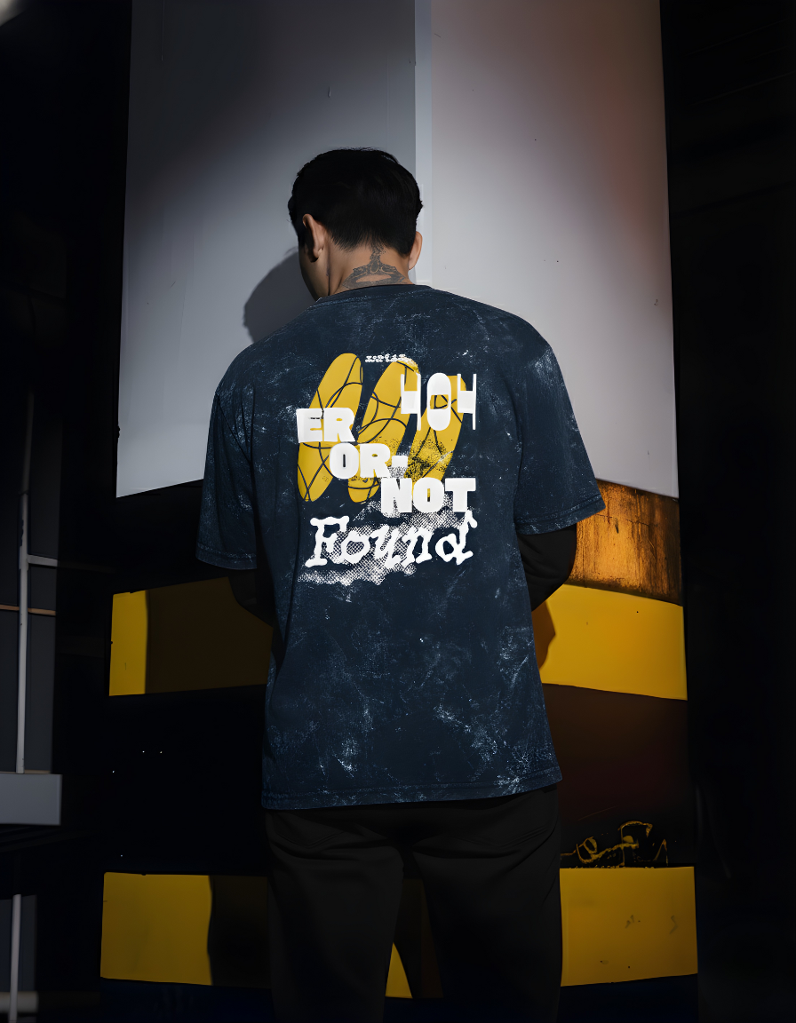 Zortax Error 404 Oversized Acid Wash T-Shirt | Unisex Streetwear Graphic Tee India”